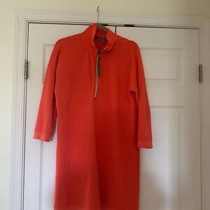 Bright Orange Quarter-Zip Dress